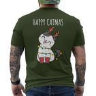 Happy Catmas Lustiges Weihnachts Katze Christmas Tree T-Shirt mit Rückendruck