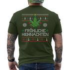 Happy Highnachten Ugly Christmas Hemp Marijuana T-Shirt mit Rückendruck