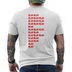 Blah Blah Geeky Red Lettering Hipster T-Shirt mit Rückendruck