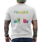 Children's 3Rd Birthday Ich Bin Schon 3 Jahre Junge Kleine Monster T-Shirt mit Rückendruck