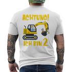 Children's Achtung Ich Bin 2 Jahre Alt Bagger Zum 2Nd Birthday Boys T-Shirt mit Rückendruck