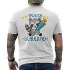 Children's Endlich Schulkind Raccoon School Cone School Cute Raccoon 80 T-Shirt mit Rückendruck