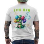 Children's Ich Bin 4 Jahre Alt Dino 4Th Birthday T-Shirt mit Rückendruck