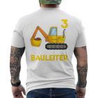 Kinder Endlich 3 Jetzt Bin Ich Der Bauleiter Geburtstagskind Digger T-Shirt mit Rückendruck