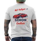 Kinder Endlich Schulkind Simon Personalised First Day Of School 2024 T-Shirt mit Rückendruck