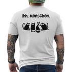 Her Menschen Cat  Cat Motif T-Shirt mit Rückendruck