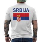 Serbian Flag Football Fan Serbia Srbija T-Shirt mit Rückendruck