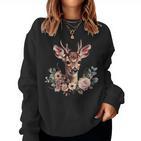 Deer Fawn Flowers Costume Dirndl Oktoberfest Sweatshirt Frauen