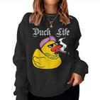 Duck Life Gangster Quietscheente Lustiges Ente Sweatshirt Frauen