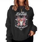 Mei Dirndl Is In Da Wäsch Blumen Wiesn Trachten Dirndl Women's Sweatshirt Frauen