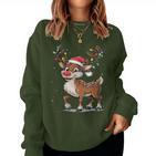 Christmas Cute Reindeer Red Nose Sweatshirt Frauen