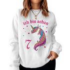 Children's 7 Birthday Girl Ich Bin Schon 7 Jahre Alt Unicorn Sweatshirt Frauen