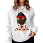 Deutsches Mädchen Messy Bun Mit Deutschland-Flagge Sweatshirt Frauen