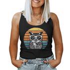 Owl With Sunglassesintage Tank Top Frauen