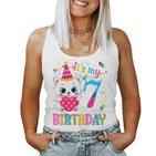 Kinder 7 Geburtstag Katze Mädchen Kätzchen Geburtstag Mädchen 7 Jahre Alt Tank Top Frauen