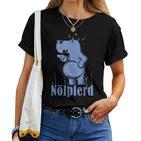 Ähm Nö No Slogan Drama Queen Hippopotamus Nölpferd T-shirt Frauen