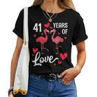 Flamingo-Ehemann Und Ehefrau Tanzen Zusammen Und Freuen Sich Über 41 Jahre Liebe T-shirt Frauen