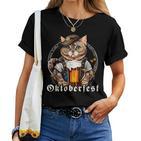 Cat Beer Oktoberfest Bavaria Lederhosen Costume T-shirt Frauen