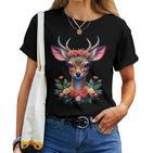 Golden Deer Flowers Women's Costume Fawn Costume T-shirt Frauen