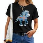 Icelandic Horse Islandpony Tölten Island Flag T-shirt Frauen