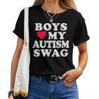 Jungen Lieben Meinen Autismus Swag Lustige Autistische Mädchen Bewusstseins-Idee T-shirt Frauen