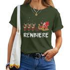 Beer Christmas Reindeer Santa T-shirt Frauen