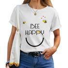 Bee Happy Bienen Schwarz Blue T-shirt Frauen