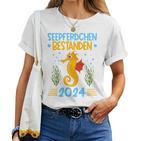 Children's Seahorse Bestanden 2024 Early Swimmer Badge T-shirt Frauen