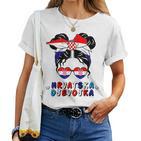 Croatia Hrvatska Djevojka Croatian Girl Croatia Flag Gray T-shirt Frauen