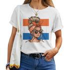 Holland Fan Item Women's Messy Bun Holland Flag T-shirt Frauen