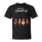 Frohe Weihnachten Hühner Mit Weihnachtsmützen Süßer Hühnerliebhaber T-Shirt