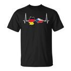 German Czech Flag Heart Lineintage T-Shirt