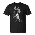 Katze Zeichnung Portrait Tierkunst Grafik Motiv Katze T-Shirt