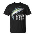 Komm Her Fischi Fischi Slogan Fishing T-Shirt