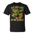 Schulkind 2024 T-Rex Dino Aus Dem Weg Ich Muss In Die Schule T-Shirt