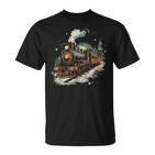 Weihnachtszugintage Dampflokomotive Retro Zug Leiter T-Shirt