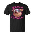 Women's Ski Rabbit Outfit Caution Pistensau Après Ski Party T-Shirt