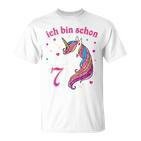 Children's 7 Birthday Girl Ich Bin Schon 7 Jahre Alt Unicorn T-Shirt