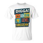 Digga Ich Bin 13 Zwölf Jahre 13Th Birthday Boy Gamer T-Shirt