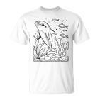 Dolphin Ausmalen Und Selbst Bemalen Colouring T-Shirt