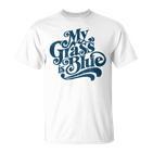 My Grass Is Blueintage Bluegrass Hand Lettering Retro T-Shirt