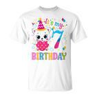 Kinder 7 Geburtstag Katze Mädchen Kätzchen Geburtstag Mädchen 7 Jahre Alt T-Shirt