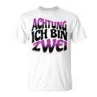 Kinder Achtung Ich Bin Zwei Geburtstag 2 Geburtstagsfeier T-Shirt