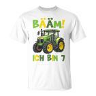 Kinder Bääm Ich Bin 7Ier Jahre Junge 7Th Birthday Tractor T-Shirt