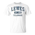 Lewes Delaware Deintage-Sportdesign Marineblau-Druck T-Shirt