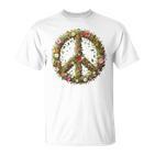 Peace Damen Männer Hippie 60Er 70Er Gray T-Shirt