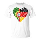 Portugal Germany Heart Germany Flag Portuguese Flag Heart Blue T-Shirt