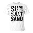 Sun Salt Sand Sommer Retro Fröhlich Urlaub Palm Tree Gray T-Shirt