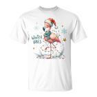 Winteribes Flamingo Christmas Xmas Slogan T-Shirt