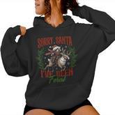 Sorry Santa I’Ve Been Feral Raccoon Riding Horse Xmas Women Hoodie